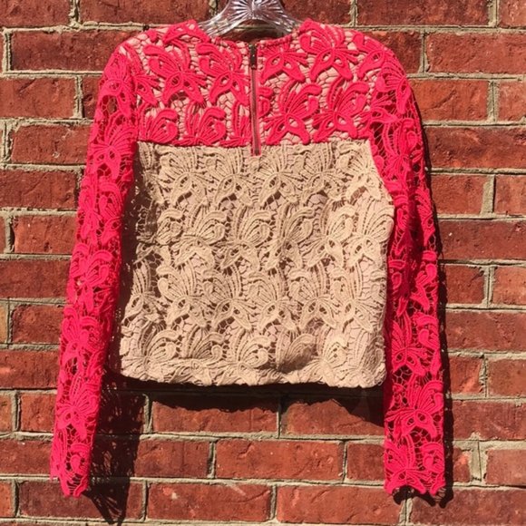 Vibrant Pink Endless Rose Revolve Floral Lace Crop Top - Picture 14 of 14